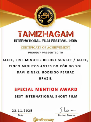 Tamizhagam International Film Festival certificate